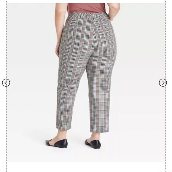 🆕👖High-Rise Straight-Leg Plaid Trousers - Picture 3 of 4